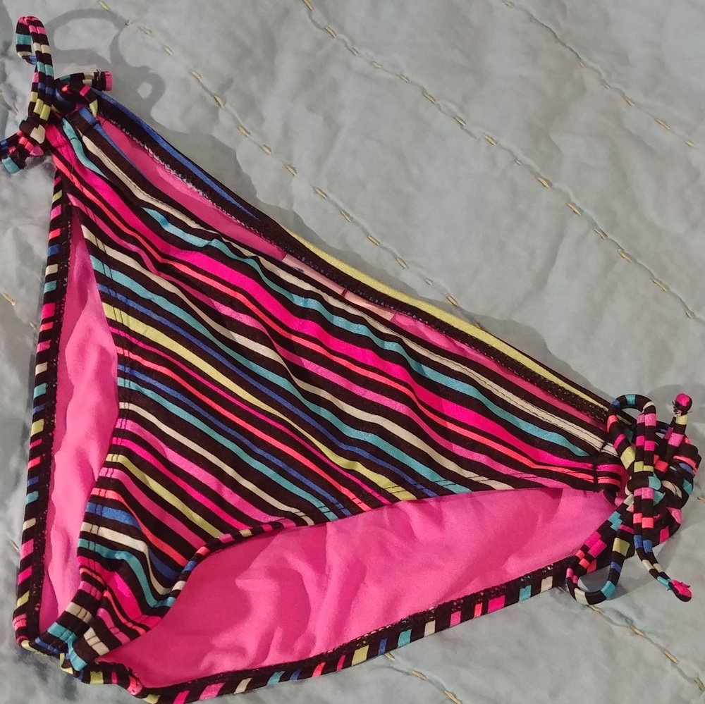 California waves multi-colored striped swim bottom